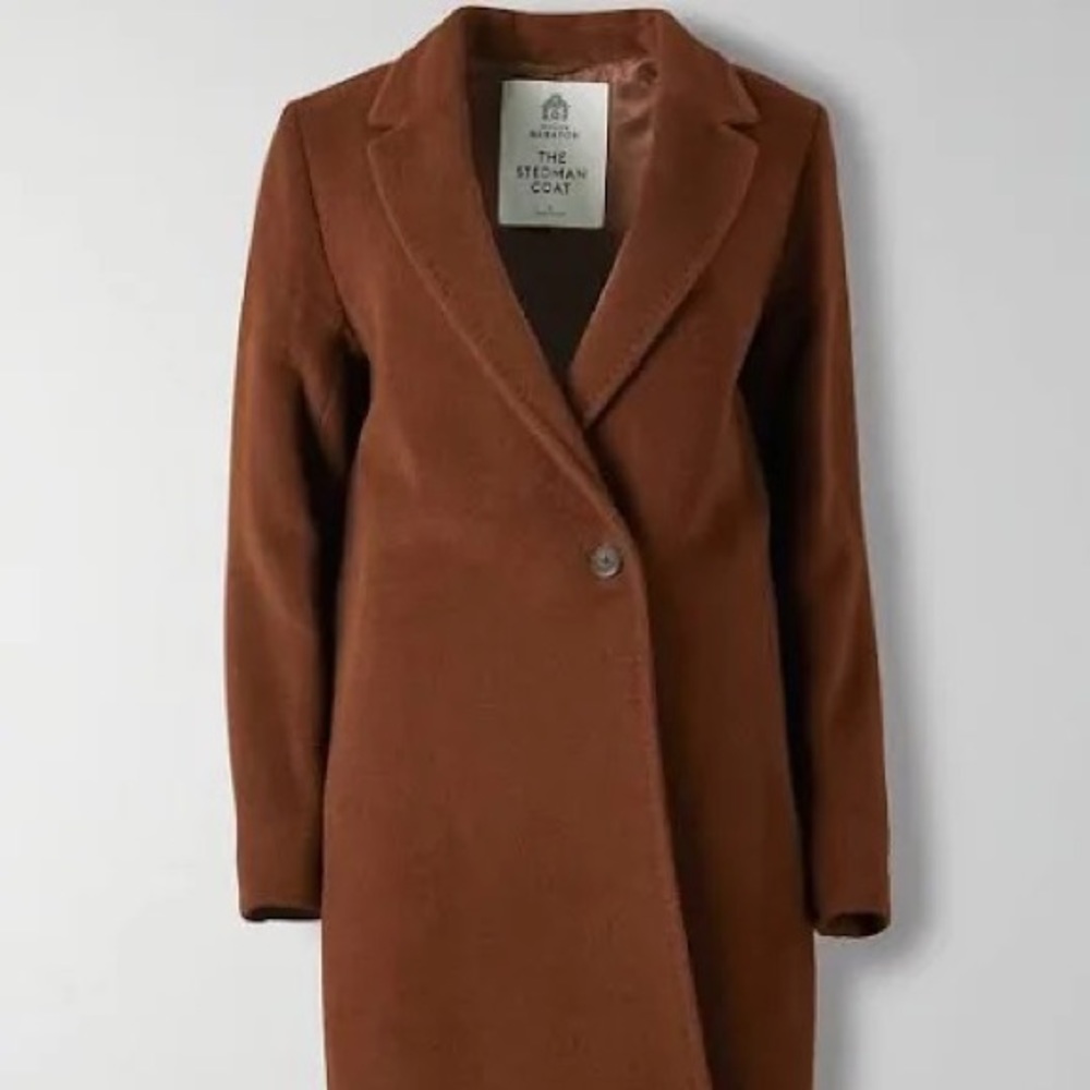 Babaton Aritzia Single breasted wool The Stedman coat brown tobacco 2XS XS